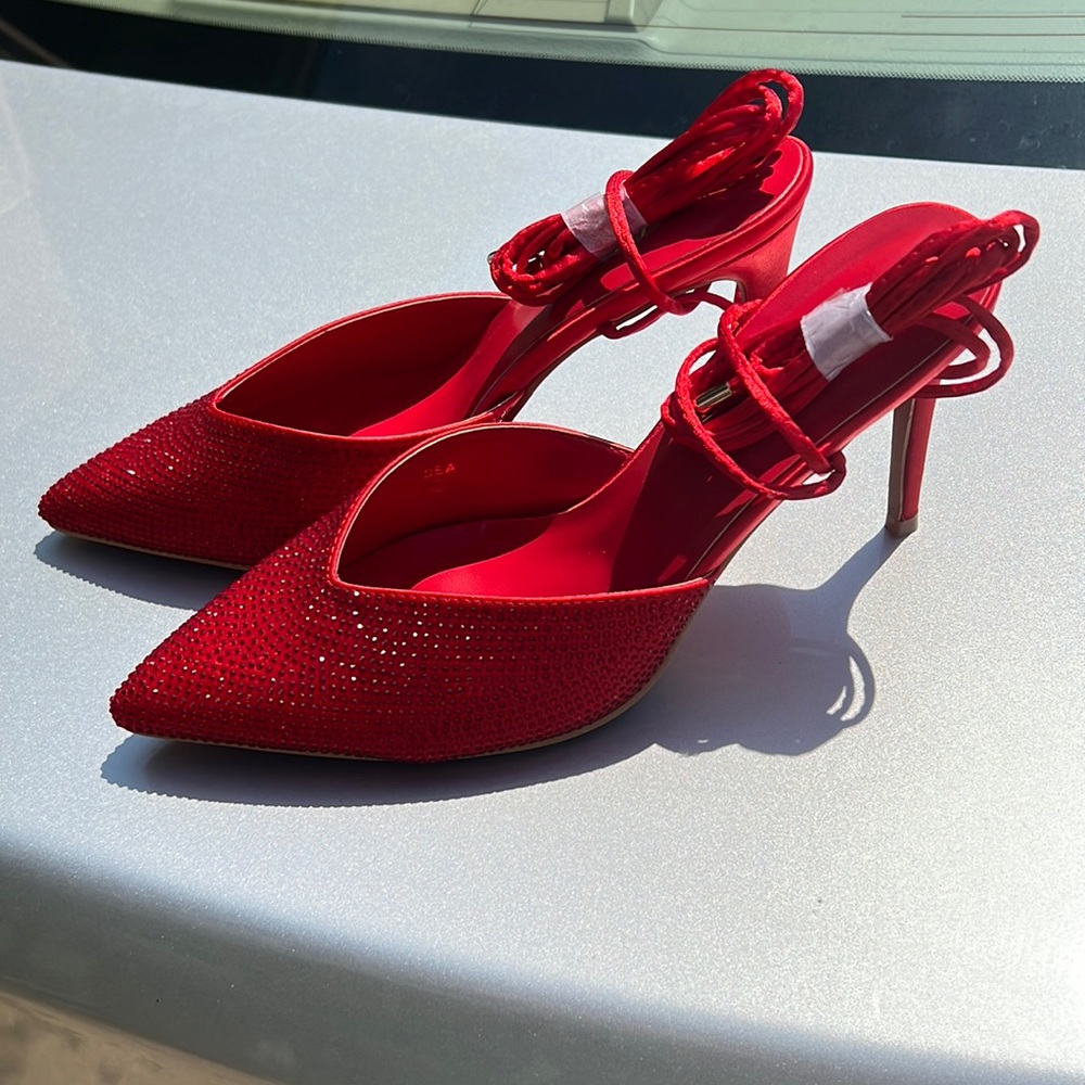 New rhinestone lace up pumps